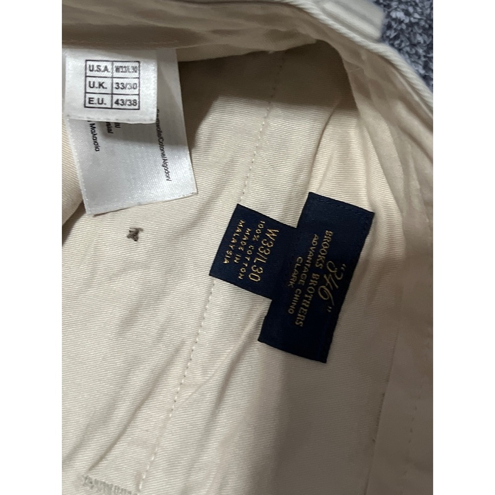 Brooks Brothers 346 Advantage Chino Clark Fit Khaki Tan Pants Mens 33x30 Cotton - Picture 3 of 9
